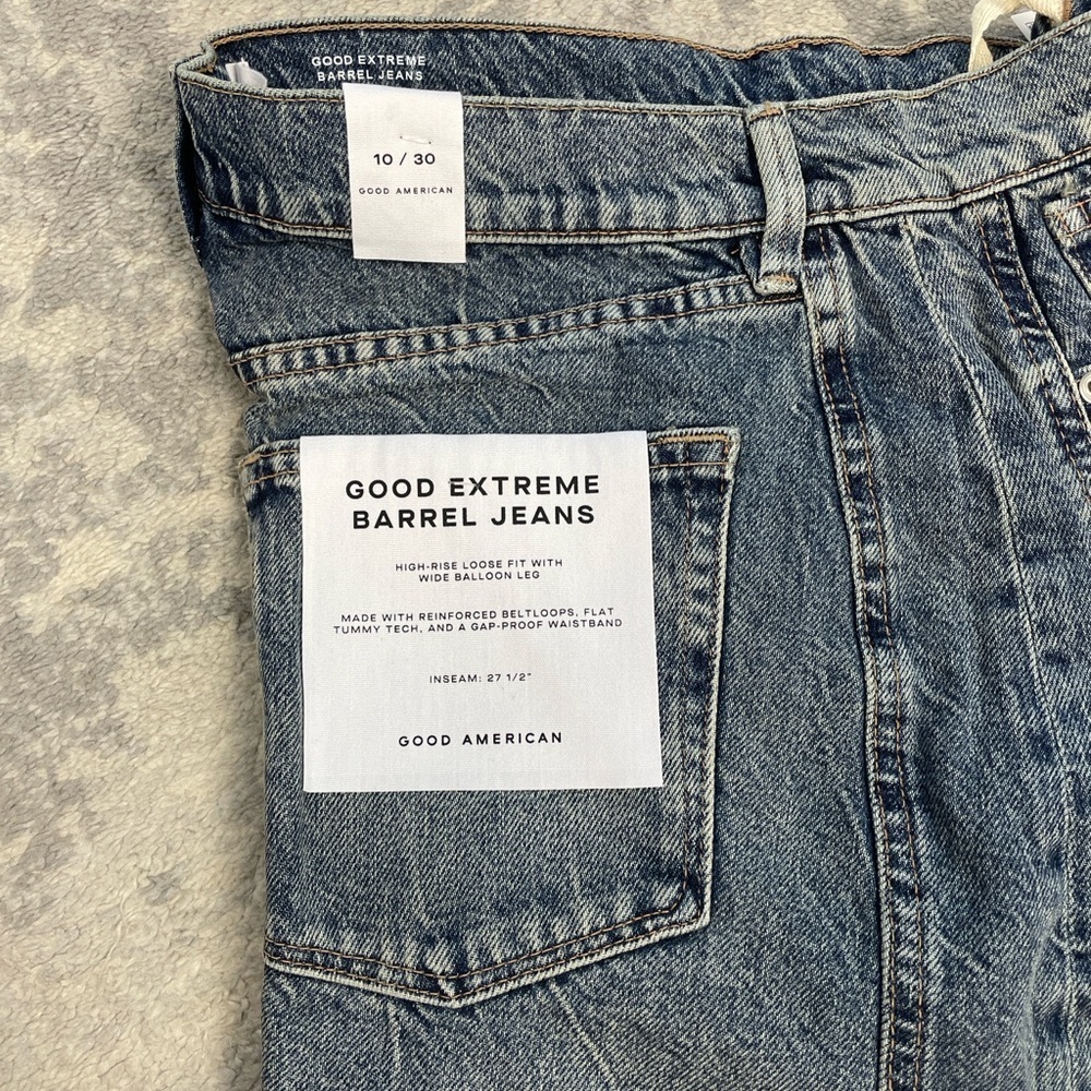 NWT Good American Good Extreme Barrel Jeans High Rise Wide Loose Indigo Sz 10 30 - Picture 8 of 15